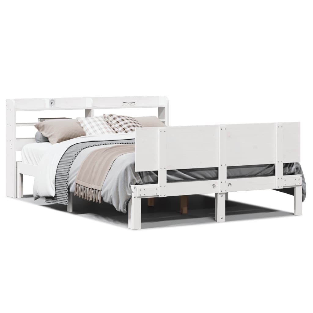 Bedframe met hoofdeinde zonder matras 120x200 cm wit