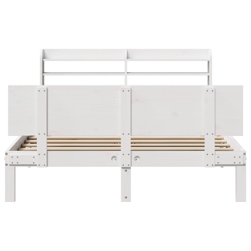 Bedframe met hoofdeinde zonder matras 120x200 cm wit