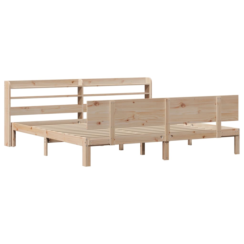 Bedframe met hoofdbord massief grenenhout 200x200 cm Bedden & bedframes | Creëer jouw Trendy Thuis | Gratis bezorgd & Retour | Trendy.nl