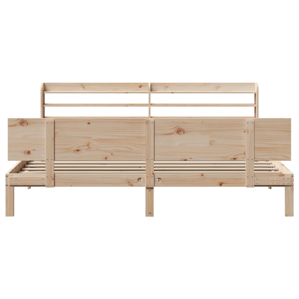 Bedframe met hoofdbord massief grenenhout 200x200 cm Bedden & bedframes | Creëer jouw Trendy Thuis | Gratis bezorgd & Retour | Trendy.nl