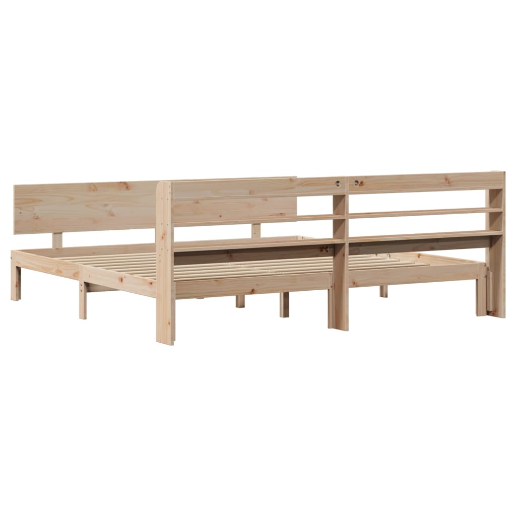 Bedframe met hoofdbord massief grenenhout 200x200 cm Bedden & bedframes | Creëer jouw Trendy Thuis | Gratis bezorgd & Retour | Trendy.nl