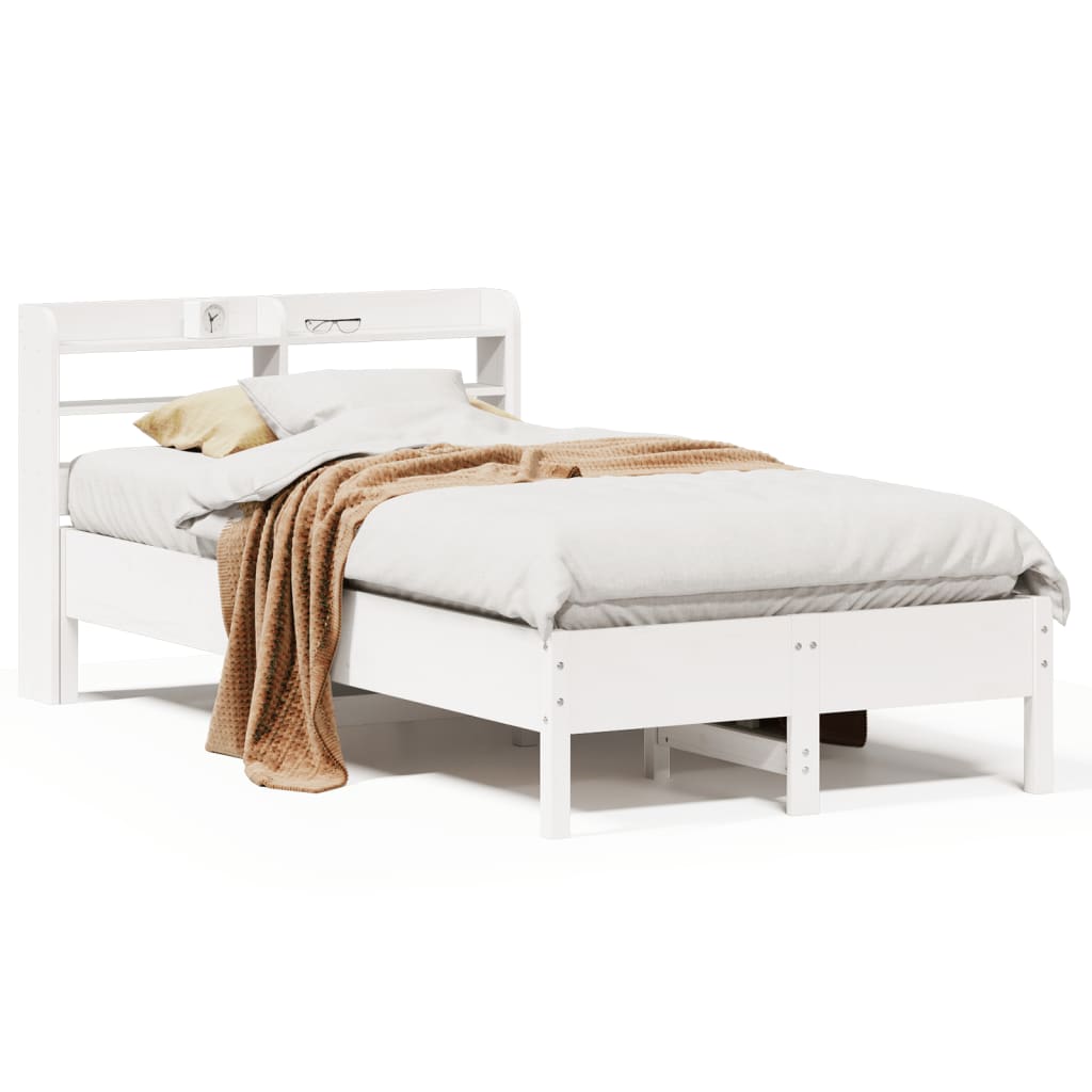 Bedframe zonder matras massief grenenhout wit 120x190 cm