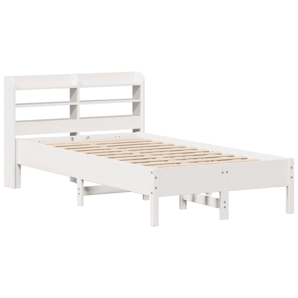 Bedframe zonder matras massief grenenhout wit 120x190 cm