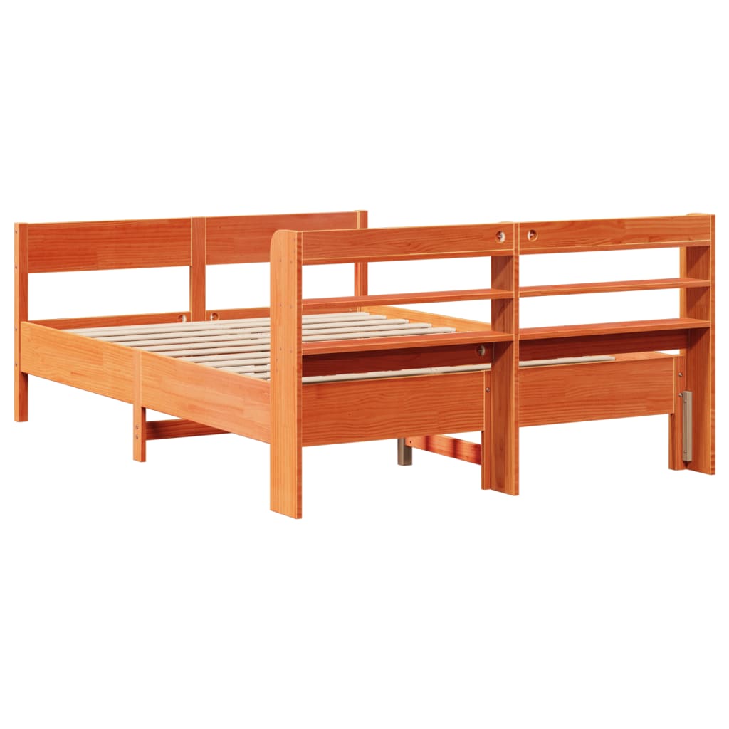 Bedframe zonder matras massief grenenhout wasbruin 150x200 cm Bedden & bedframes | Creëer jouw Trendy Thuis | Gratis bezorgd & Retour | Trendy.nl