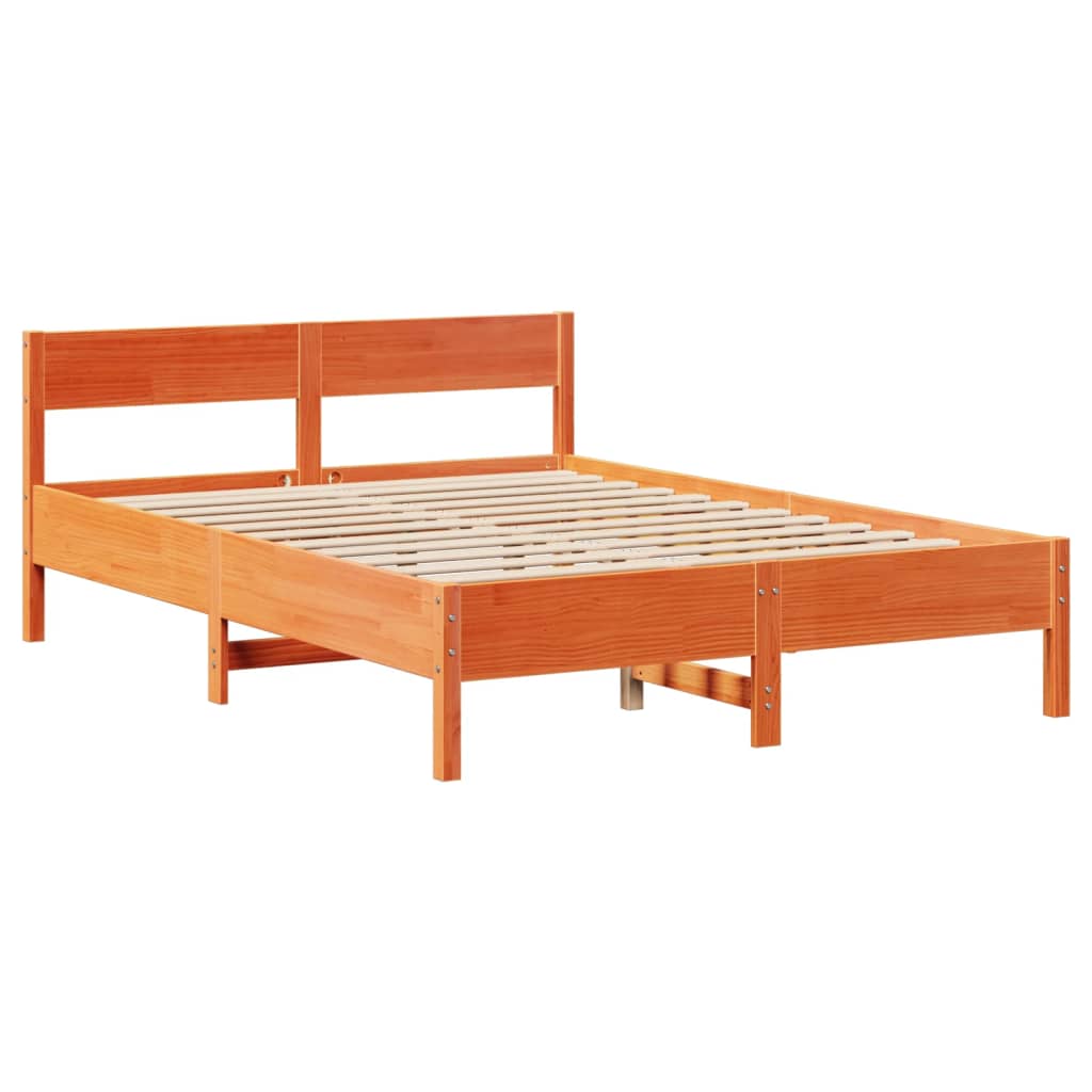 Bedframe zonder matras massief grenenhout wasbruin 150x200 cm Bedden & bedframes | Creëer jouw Trendy Thuis | Gratis bezorgd & Retour | Trendy.nl