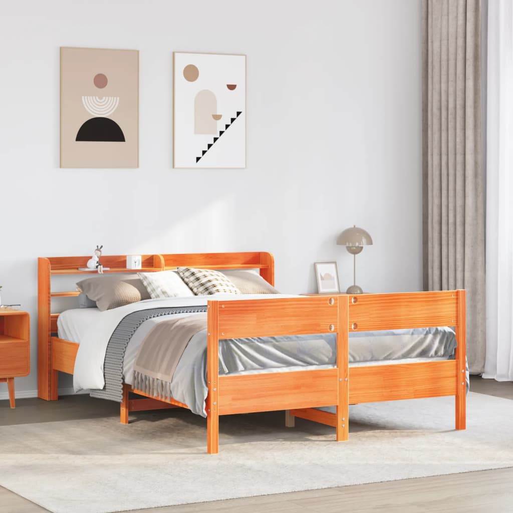 Bedframe zonder matras massief grenenhout wasbruin 150x200 cm Bedden & bedframes | Creëer jouw Trendy Thuis | Gratis bezorgd & Retour | Trendy.nl