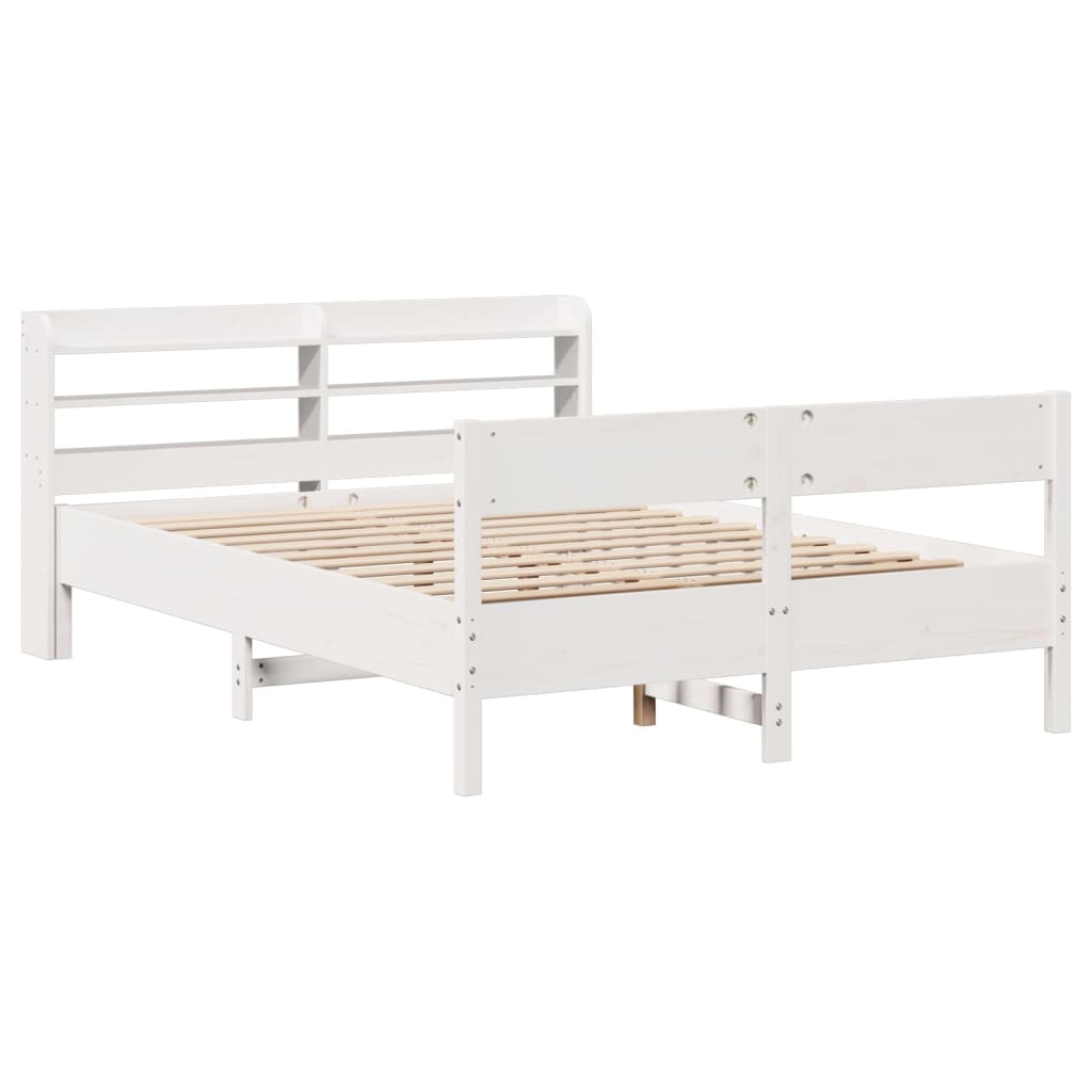 Bedframe zonder matras massief grenenhout wit 120x200 cm