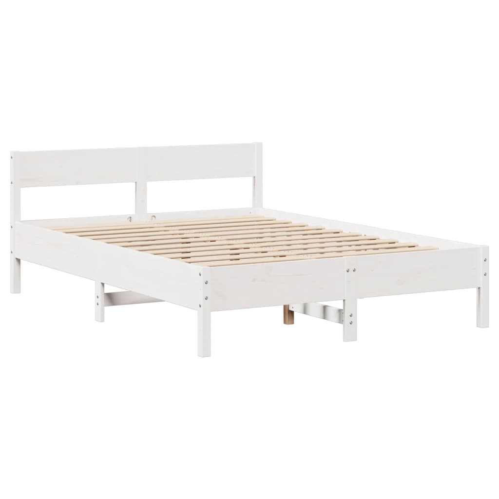 Bedframe zonder matras massief grenenhout wit 120x190 cm