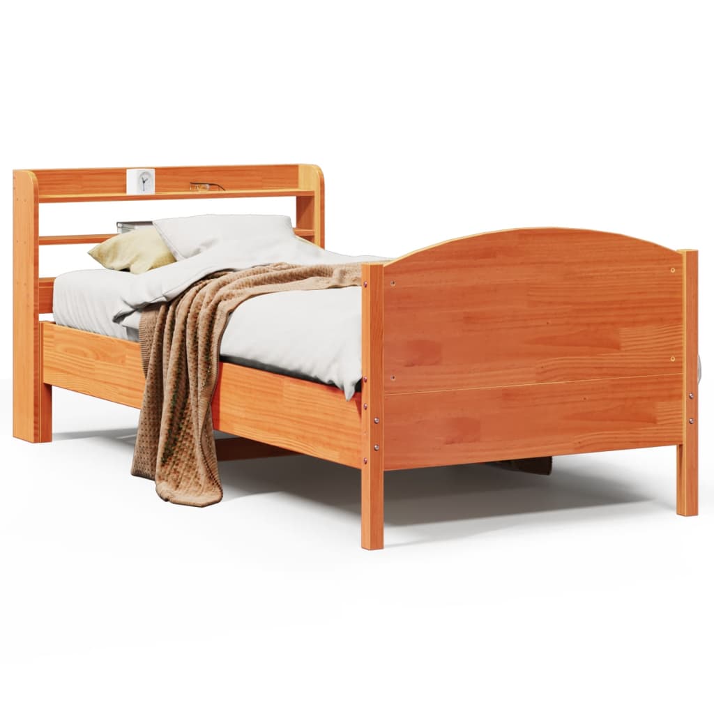 Bedframe zonder matras massief grenenhout wasbruin 90x190 cm Bedden & bedframes | Creëer jouw Trendy Thuis | Gratis bezorgd & Retour | Trendy.nl