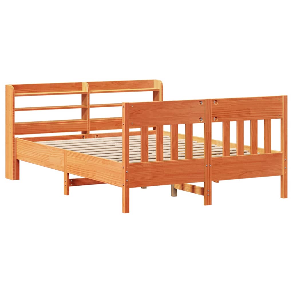 Bedframe zonder matras massief grenenhout wasbruin 140x200 cm Bedden & bedframes | Creëer jouw Trendy Thuis | Gratis bezorgd & Retour | Trendy.nl