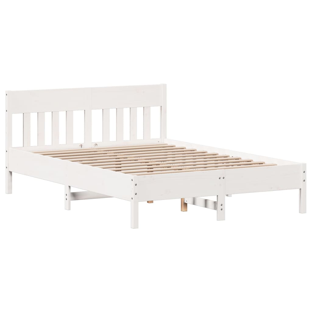 Bedframe zonder matras massief grenenhout wit 120x190 cm