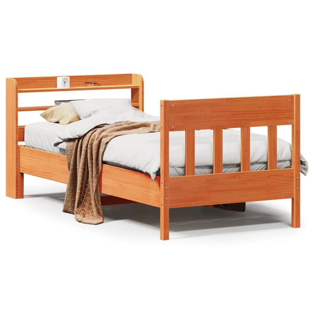 Bedframe zonder matras massief grenenhout wasbruin 90x190 cm Bedden & bedframes | Creëer jouw Trendy Thuis | Gratis bezorgd & Retour | Trendy.nl