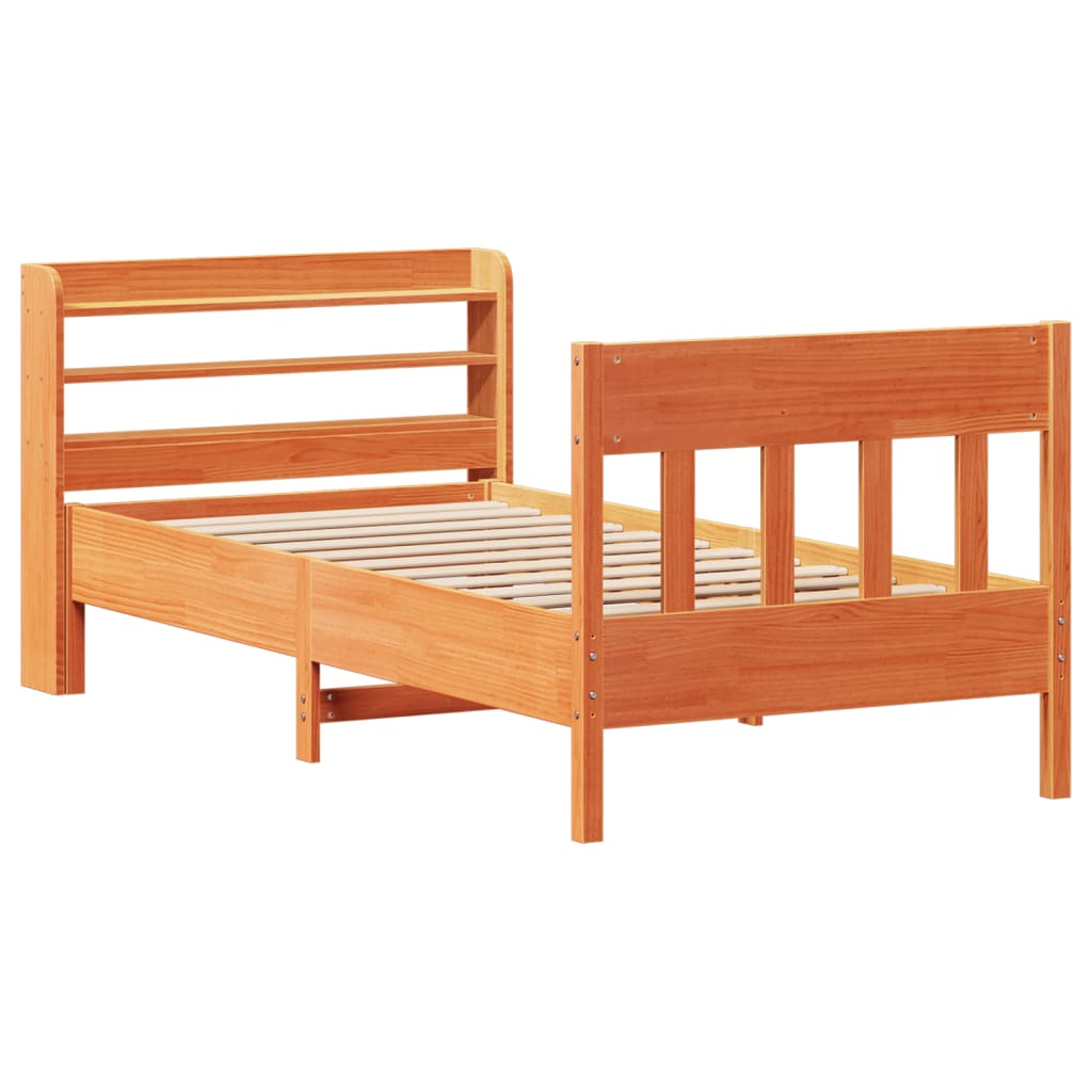 Bedframe zonder matras massief grenenhout wasbruin 90x190 cm Bedden & bedframes | Creëer jouw Trendy Thuis | Gratis bezorgd & Retour | Trendy.nl