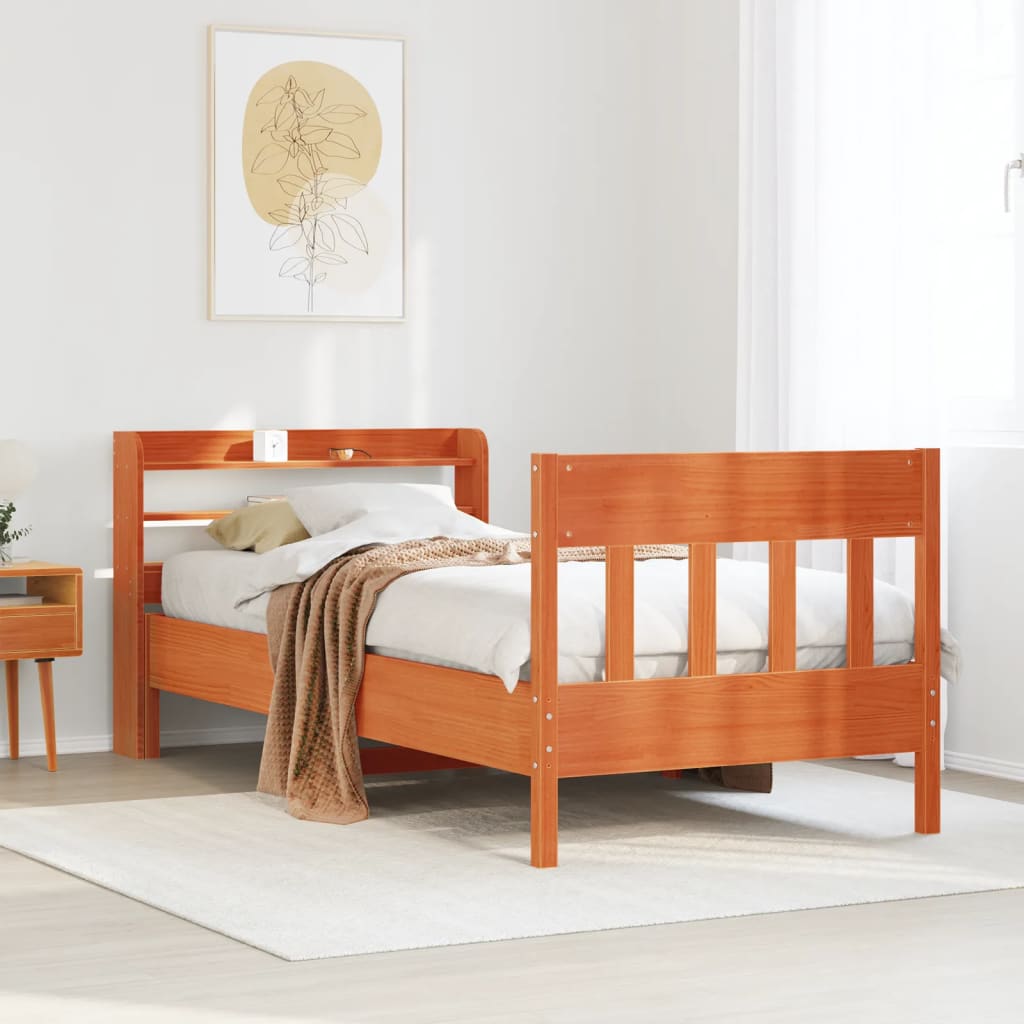 Bedframe zonder matras massief grenenhout wasbruin 90x190 cm Bedden & bedframes | Creëer jouw Trendy Thuis | Gratis bezorgd & Retour | Trendy.nl