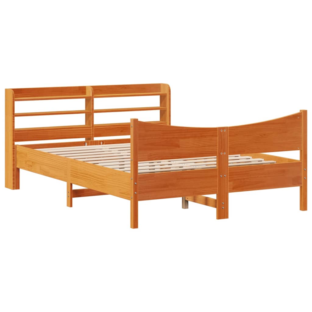 Bedframe met hoofdbord grenenhout wasbruin 140x200 cm Bedden & bedframes | Creëer jouw Trendy Thuis | Gratis bezorgd & Retour | Trendy.nl