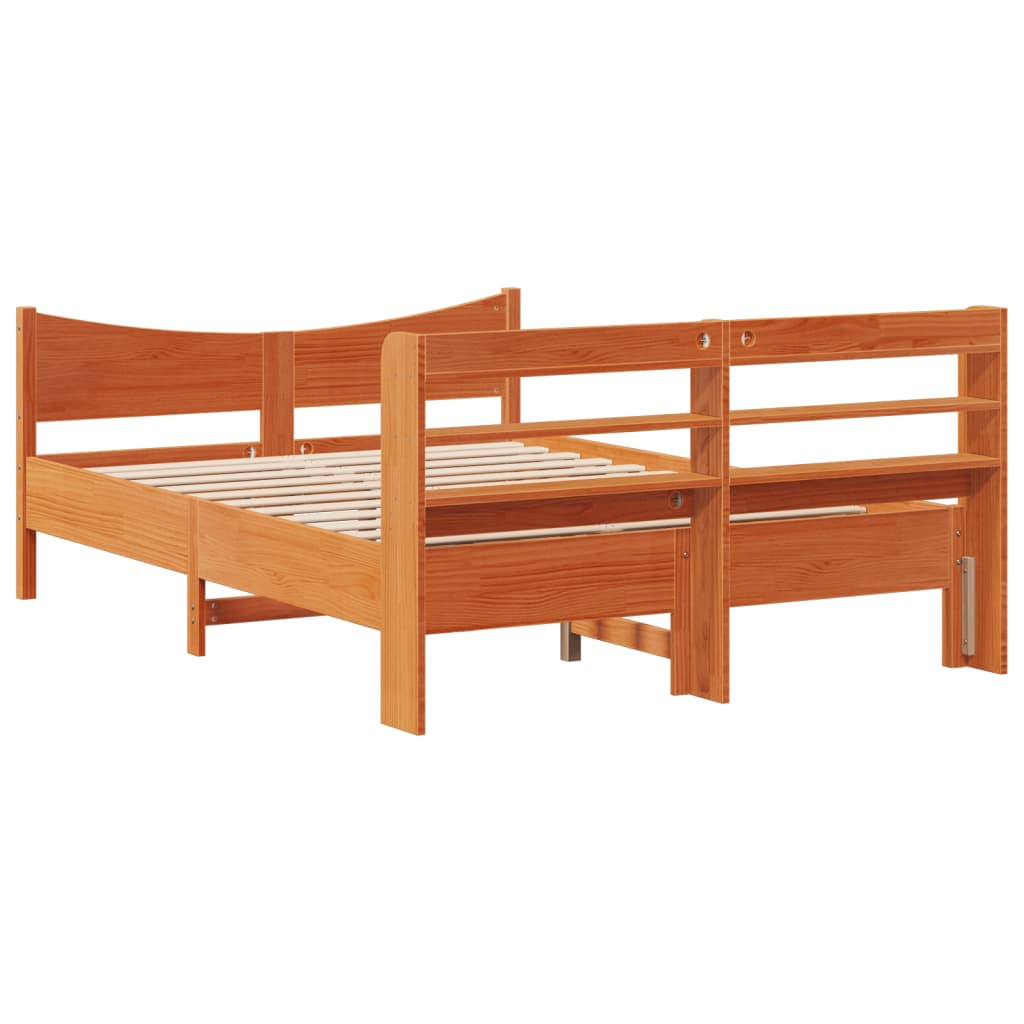 Bedframe met hoofdbord grenenhout wasbruin 140x200 cm Bedden & bedframes | Creëer jouw Trendy Thuis | Gratis bezorgd & Retour | Trendy.nl