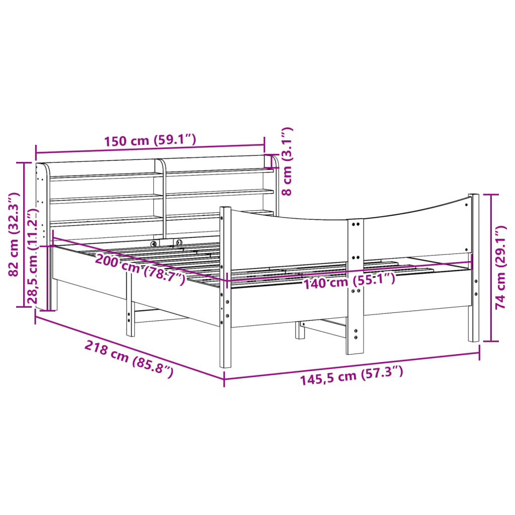 Bedframe met hoofdbord grenenhout wasbruin 140x200 cm Bedden & bedframes | Creëer jouw Trendy Thuis | Gratis bezorgd & Retour | Trendy.nl