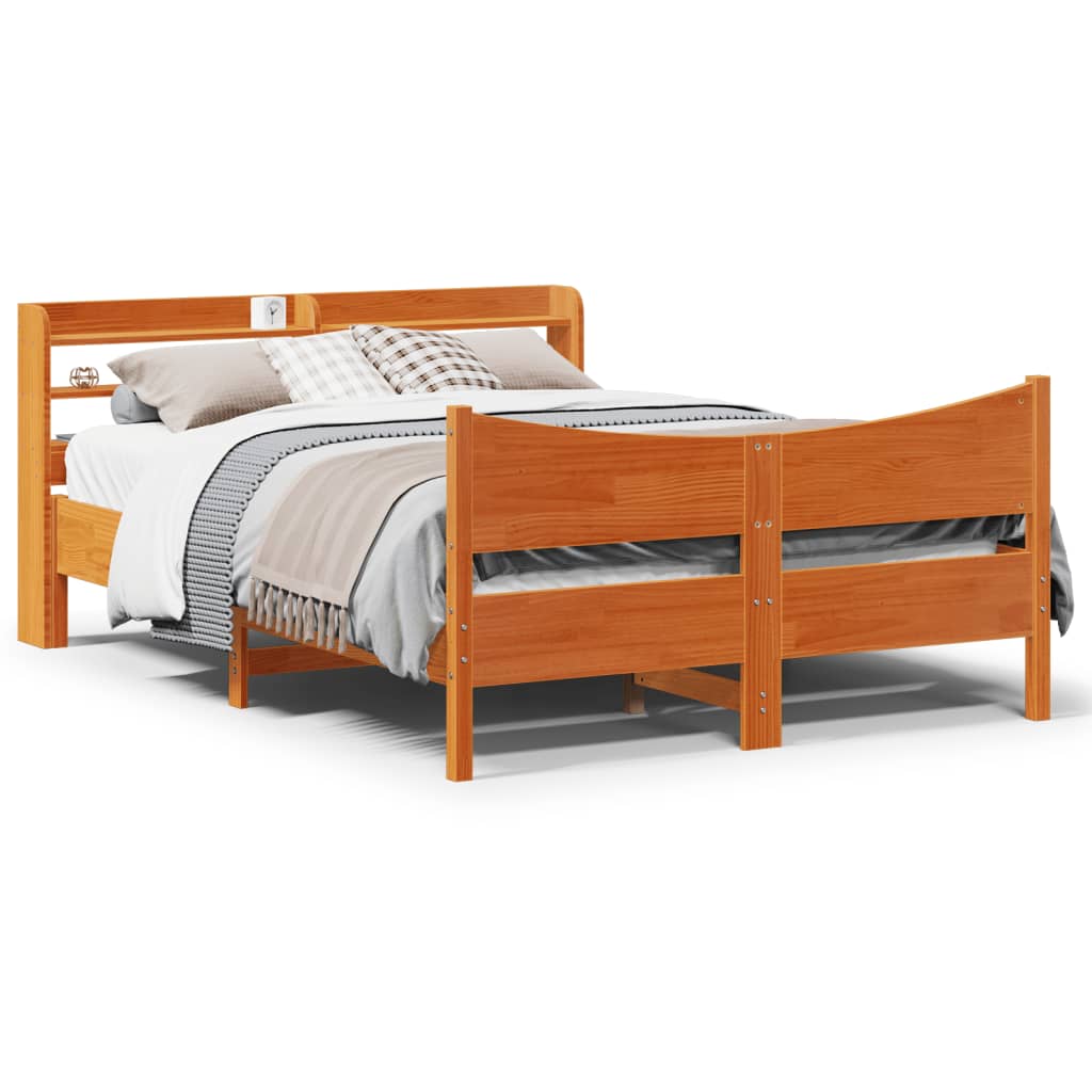 Bedframe met hoofdbord grenenhout wasbruin 140x200 cm Bedden & bedframes | Creëer jouw Trendy Thuis | Gratis bezorgd & Retour | Trendy.nl