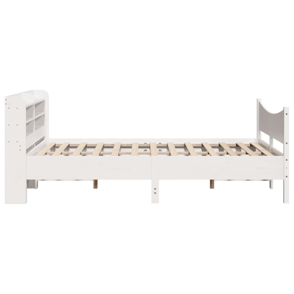 Bedframe met hoofdbord massief grenenhout wit 120x200 cm