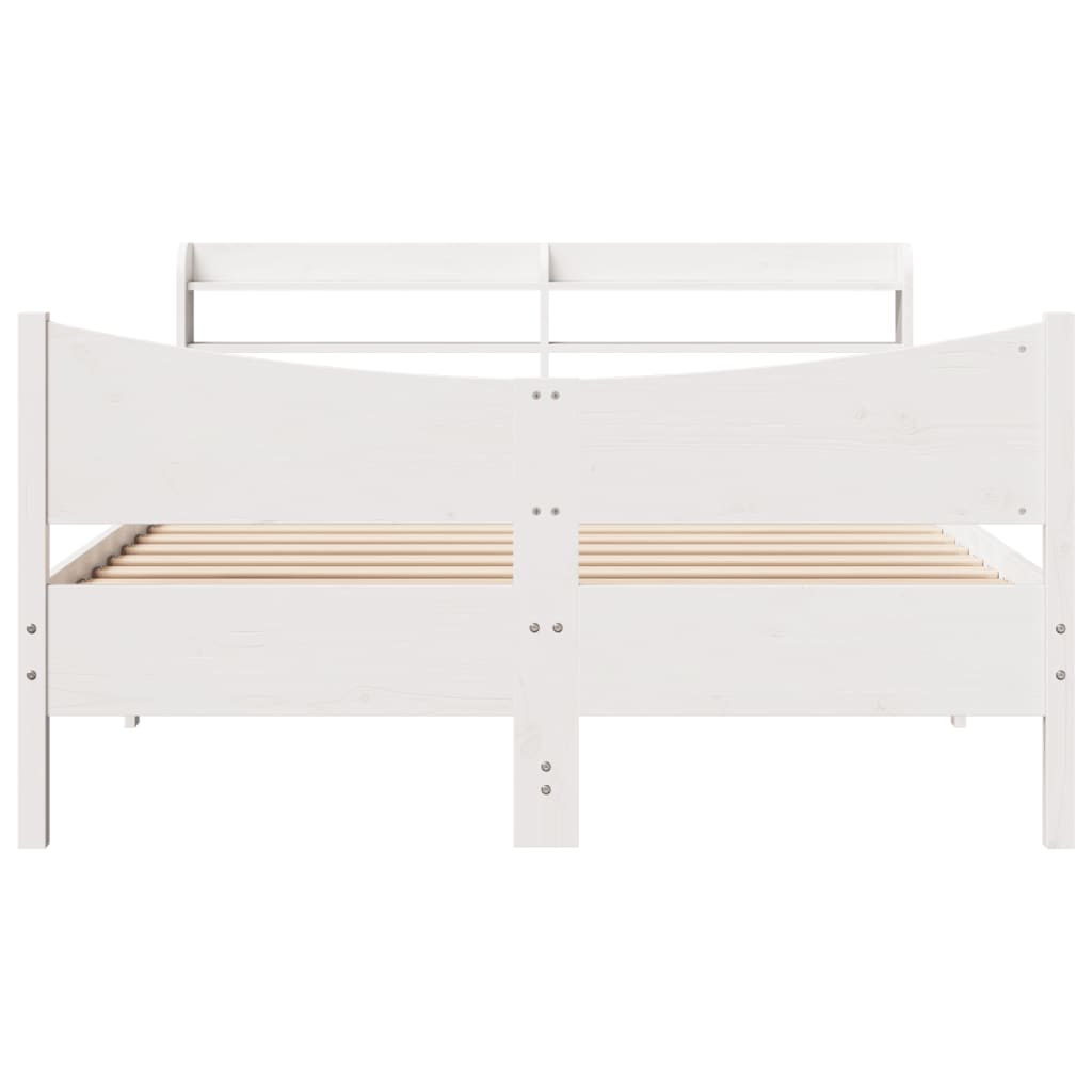 Bedframe met hoofdbord massief grenenhout wit 120x190 cm