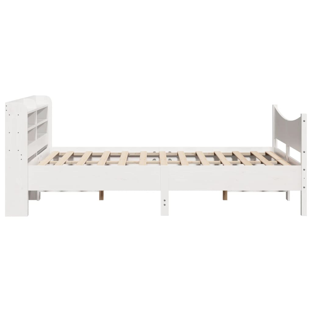 Bedframe met hoofdbord massief grenenhout wit 120x190 cm