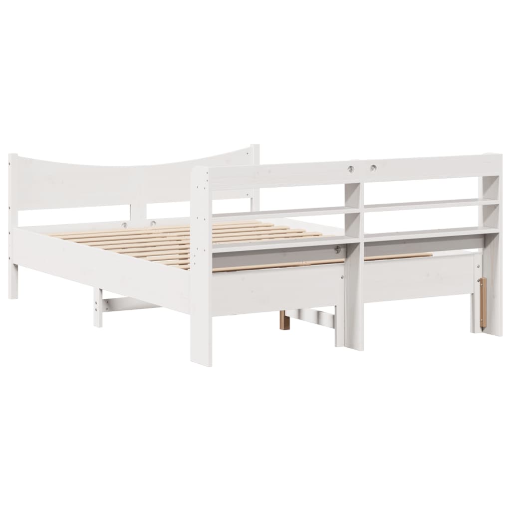 Bedframe met hoofdbord massief grenenhout wit 120x190 cm