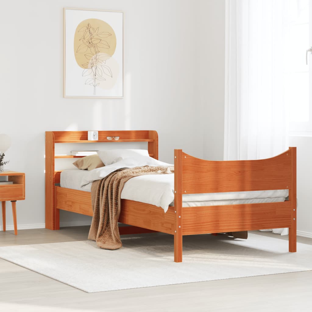 Bedframe met hoofdbord massief grenenhout wasbruin 90x190 cm Bedden & bedframes | Creëer jouw Trendy Thuis | Gratis bezorgd & Retour | Trendy.nl