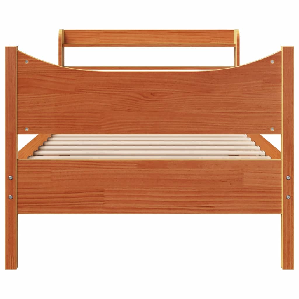 Bedframe met hoofdbord massief grenenhout wasbruin 90x190 cm Bedden & bedframes | Creëer jouw Trendy Thuis | Gratis bezorgd & Retour | Trendy.nl