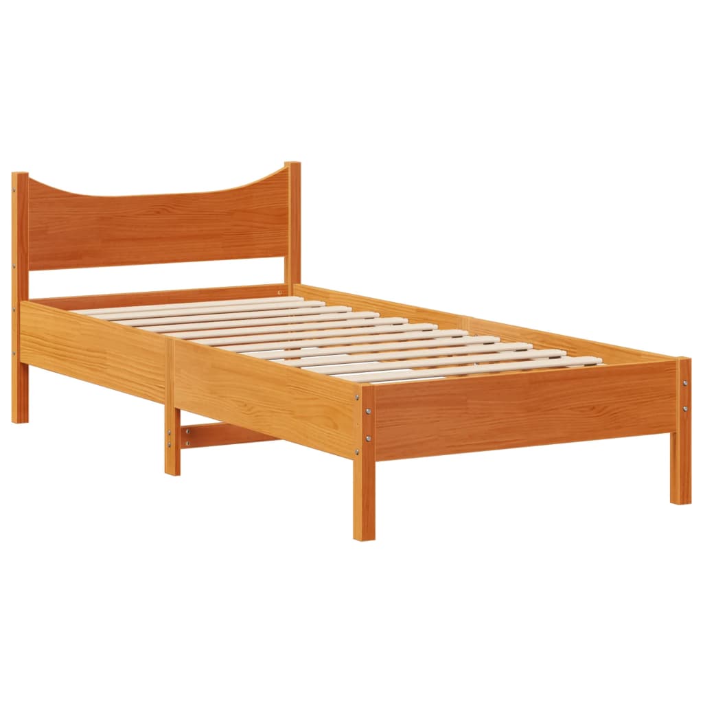 Bedframe met hoofdbord massief grenenhout wasbruin 90x190 cm Bedden & bedframes | Creëer jouw Trendy Thuis | Gratis bezorgd & Retour | Trendy.nl