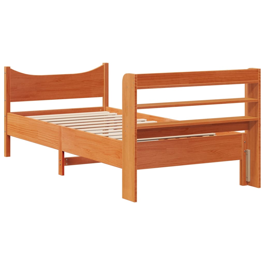 Bedframe met hoofdbord massief grenenhout wasbruin 90x190 cm Bedden & bedframes | Creëer jouw Trendy Thuis | Gratis bezorgd & Retour | Trendy.nl