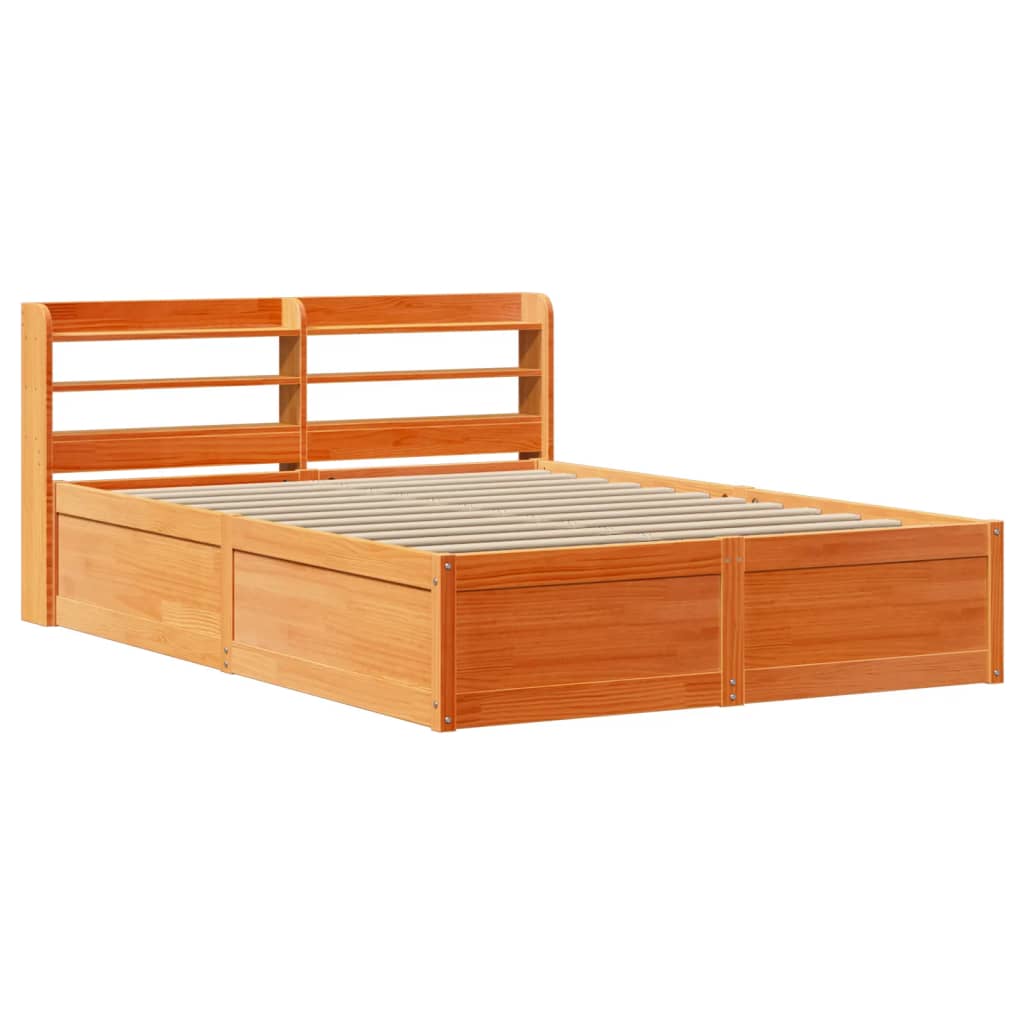 Bedframe met hoofdbord massief grenenhout wasbruin 160x200 cm Bedden & bedframes | Creëer jouw Trendy Thuis | Gratis bezorgd & Retour | Trendy.nl