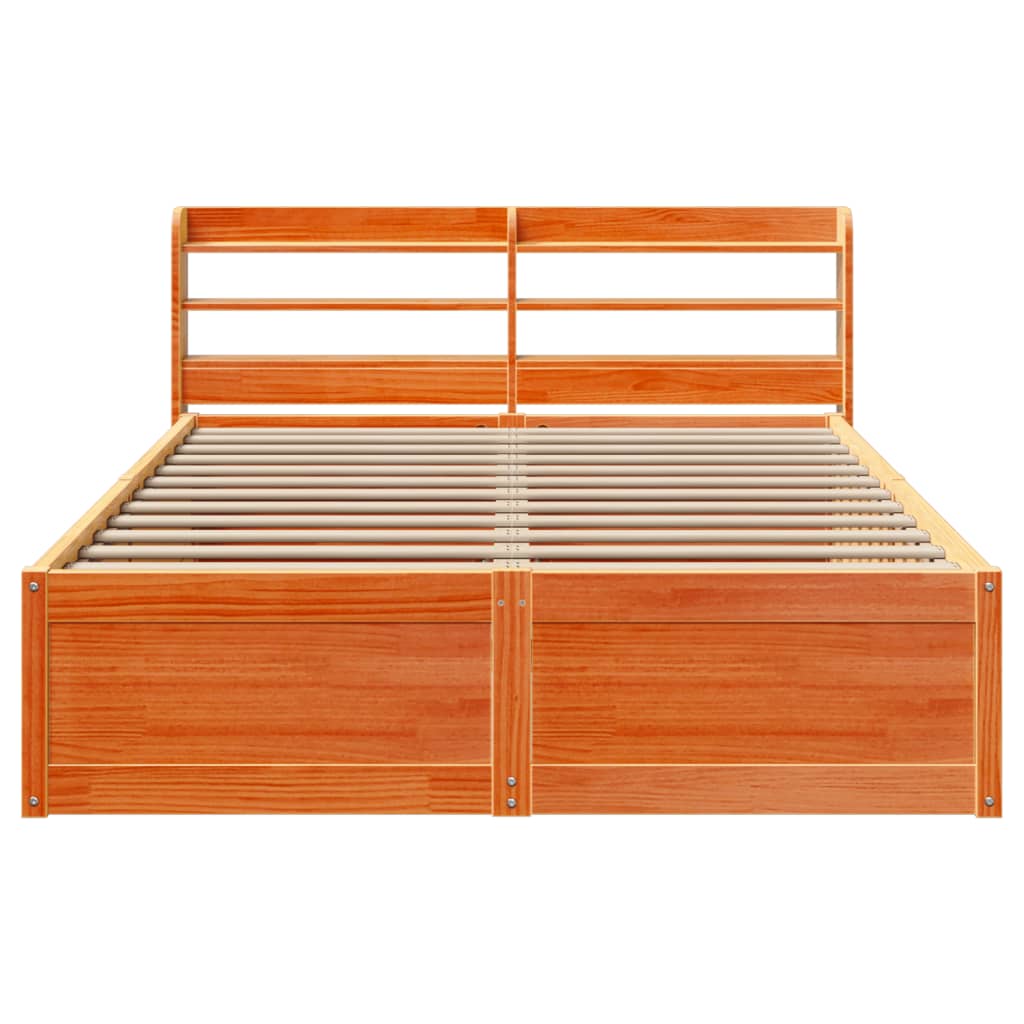 Bedframe met hoofdbord massief grenenhout wasbruin 160x200 cm Bedden & bedframes | Creëer jouw Trendy Thuis | Gratis bezorgd & Retour | Trendy.nl