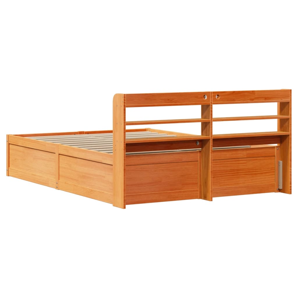 Bedframe met hoofdbord massief grenenhout wasbruin 160x200 cm Bedden & bedframes | Creëer jouw Trendy Thuis | Gratis bezorgd & Retour | Trendy.nl