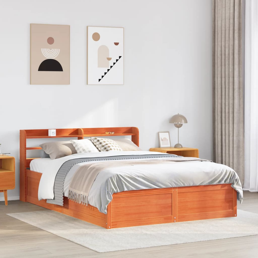 Bedframe met hoofdbord massief grenenhout wasbruin 150x200 cm Bedden & bedframes | Creëer jouw Trendy Thuis | Gratis bezorgd & Retour | Trendy.nl