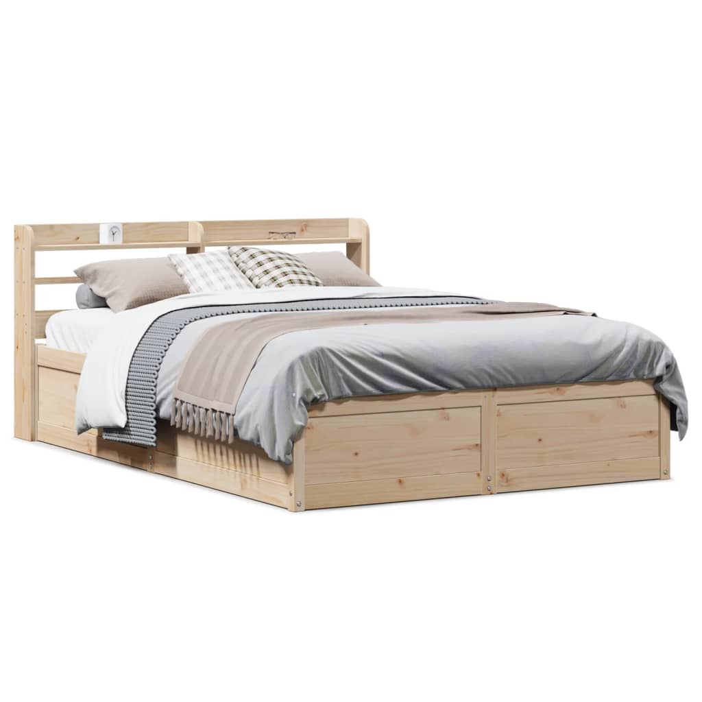 Bedframe met hoofdbord massief grenenhout 120x200 cm Bedden & bedframes | Creëer jouw Trendy Thuis | Gratis bezorgd & Retour | Trendy.nl