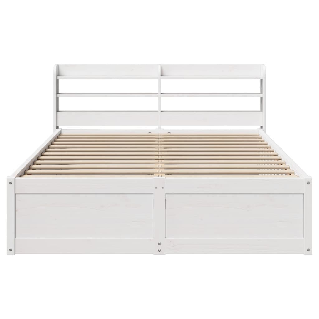 Bedframe met hoofdbord massief grenenhout wit 120x200 cm