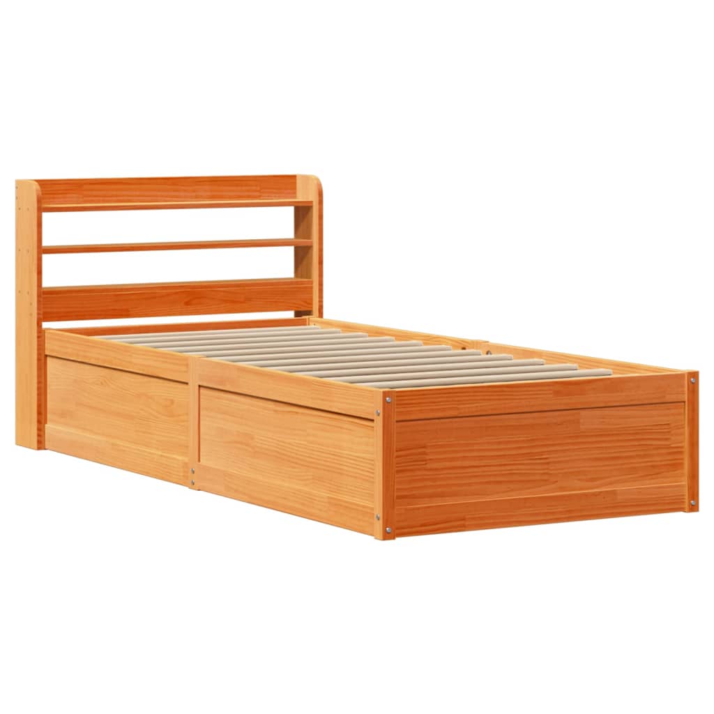 Bedframe met hoofdbord massief grenenhout wasbruin 90x190 cm Bedden & bedframes | Creëer jouw Trendy Thuis | Gratis bezorgd & Retour | Trendy.nl