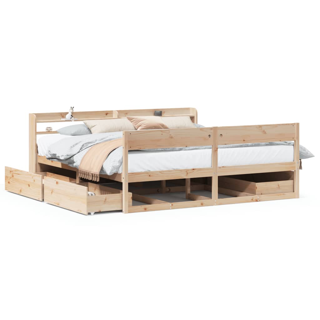 Bedframe zonder matras massief grenenhout 200x200 cm