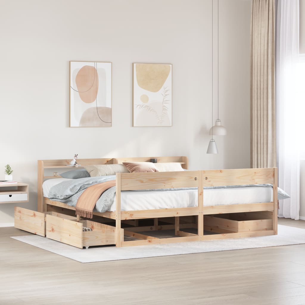 Bedframe zonder matras massief grenenhout 200x200 cm