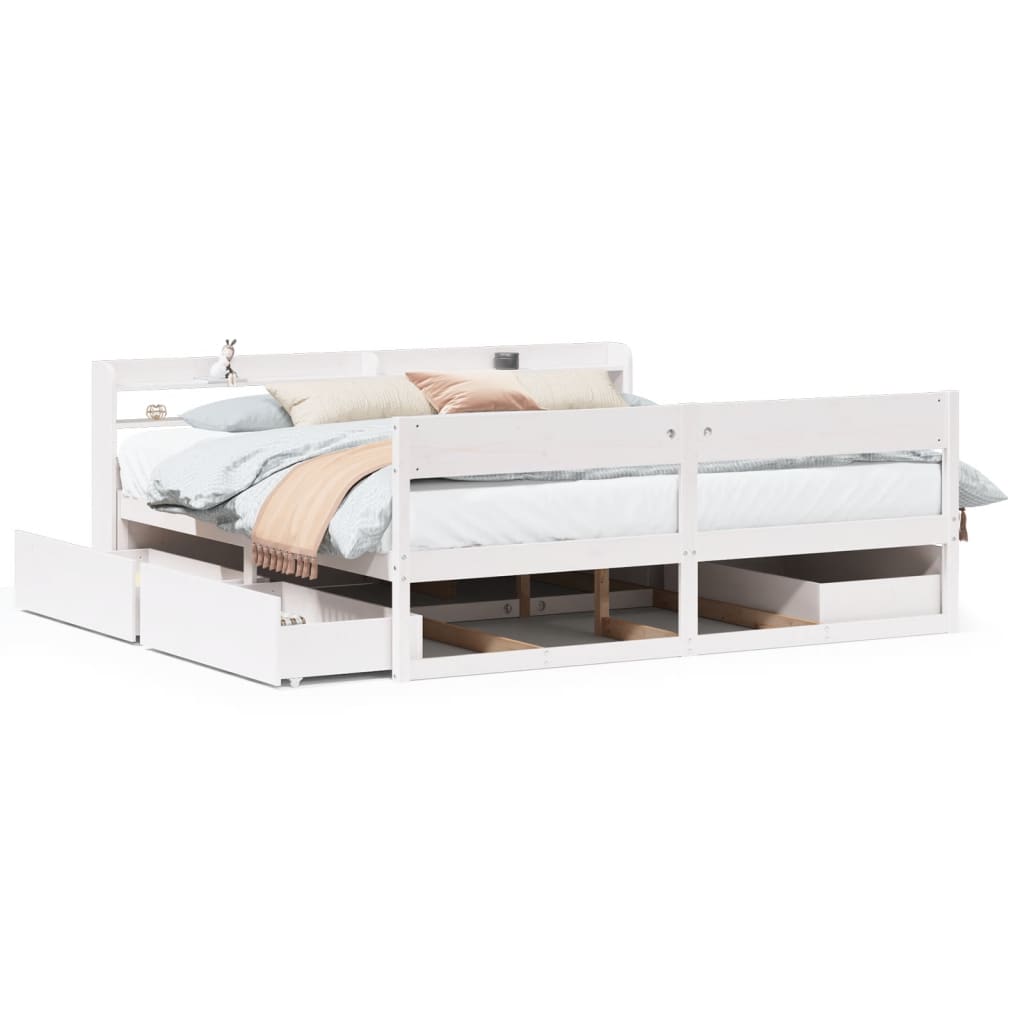 Bedframe zonder matras massief grenenhout wit 180x200 cm Bedden & bedframes | Creëer jouw Trendy Thuis | Gratis bezorgd & Retour | Trendy.nl