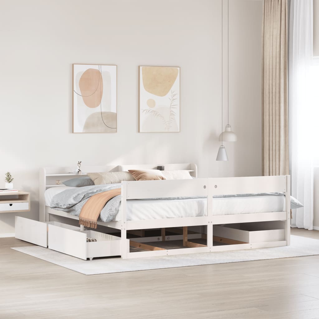 Bedframe zonder matras massief grenenhout wit 180x200 cm Bedden & bedframes | Creëer jouw Trendy Thuis | Gratis bezorgd & Retour | Trendy.nl