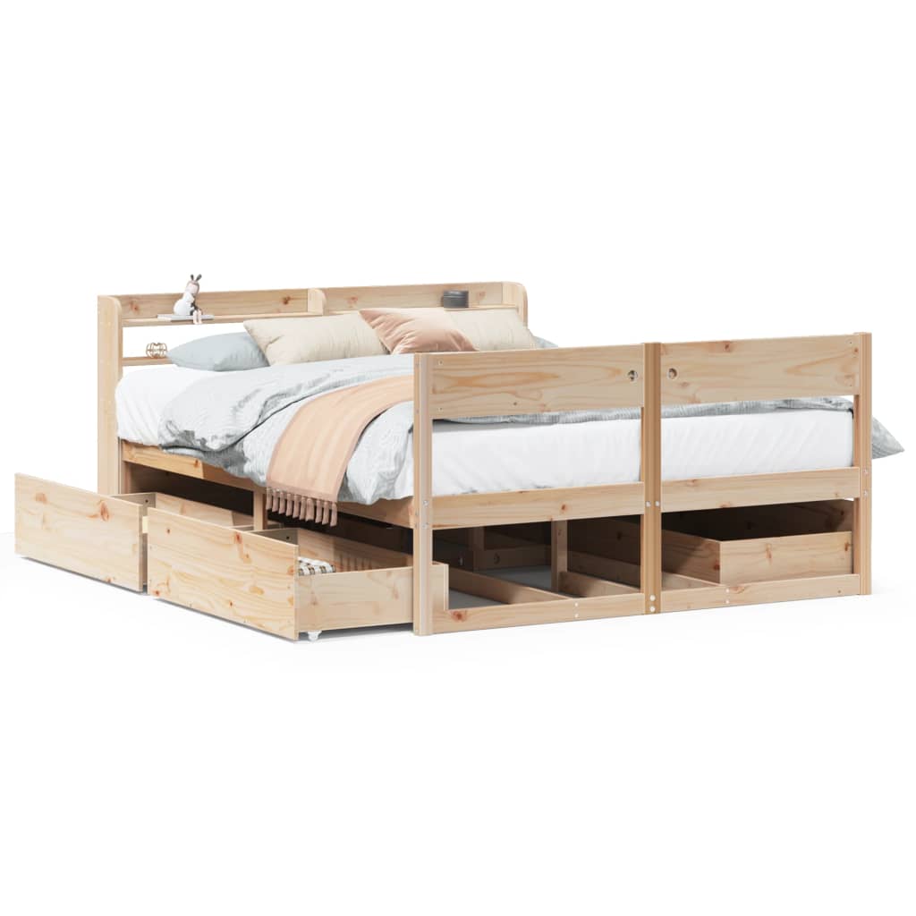 Bedframe zonder matras massief grenenhout 150x200 cm