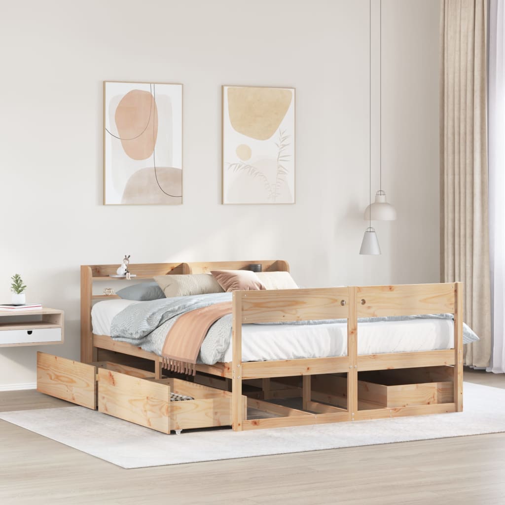 Bedframe zonder matras massief grenenhout 150x200 cm