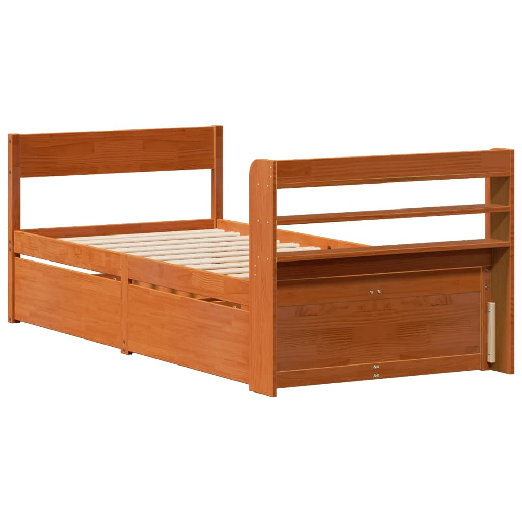 Bedframe zonder matras massief grenenhout wasbruin 90x200 cm Bedden & bedframes | Creëer jouw Trendy Thuis | Gratis bezorgd & Retour | Trendy.nl