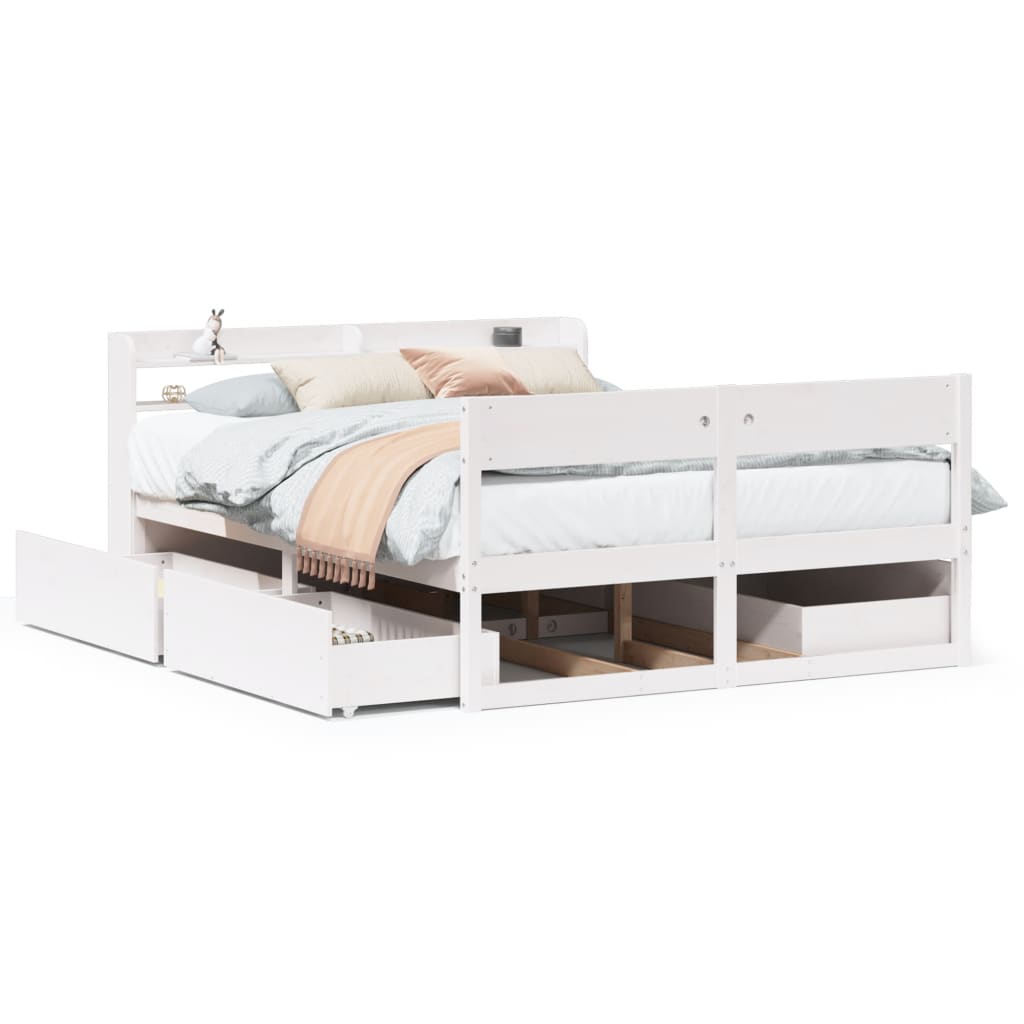 Bedframe zonder matras massief grenenhout wit 140x190 cm Bedden & bedframes | Creëer jouw Trendy Thuis | Gratis bezorgd & Retour | Trendy.nl