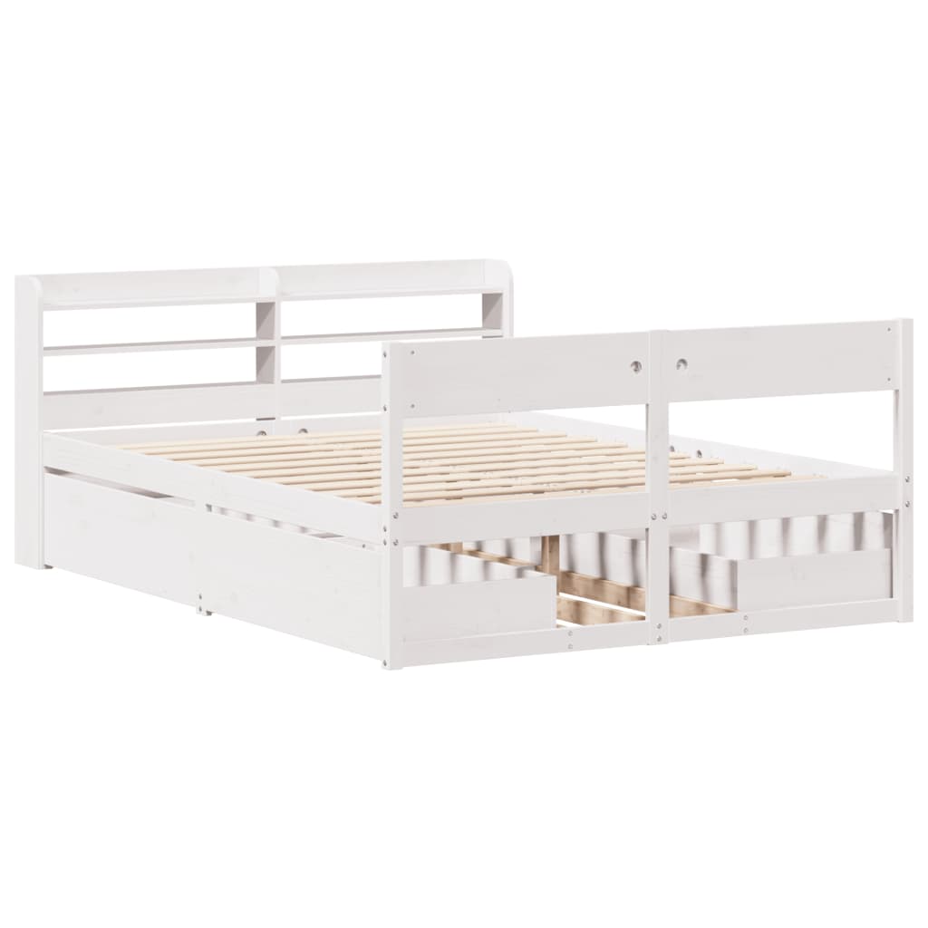 Bedframe zonder matras massief grenenhout wit 140x190 cm Bedden & bedframes | Creëer jouw Trendy Thuis | Gratis bezorgd & Retour | Trendy.nl