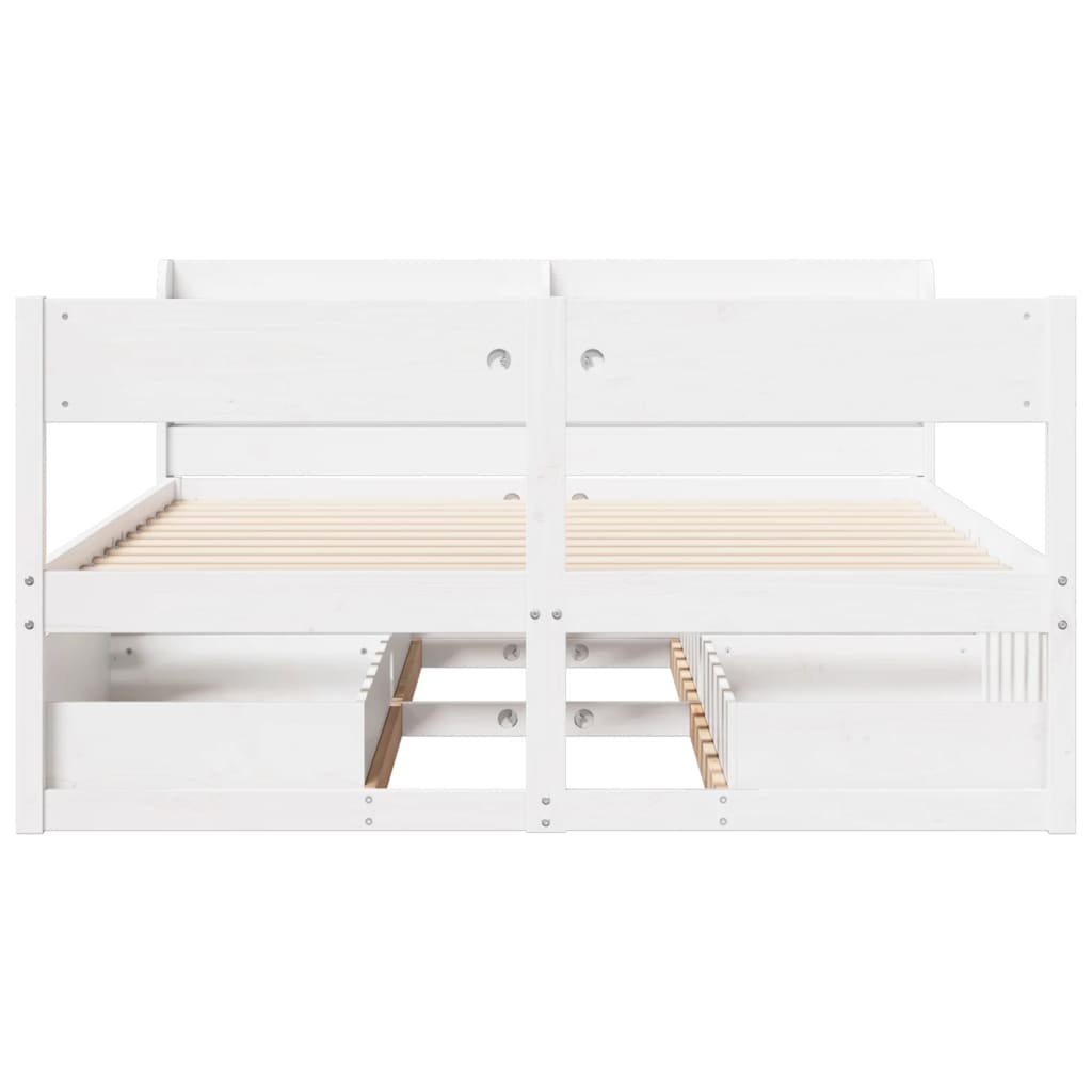 Bedframe zonder matras massief grenenhout wit 140x190 cm Bedden & bedframes | Creëer jouw Trendy Thuis | Gratis bezorgd & Retour | Trendy.nl