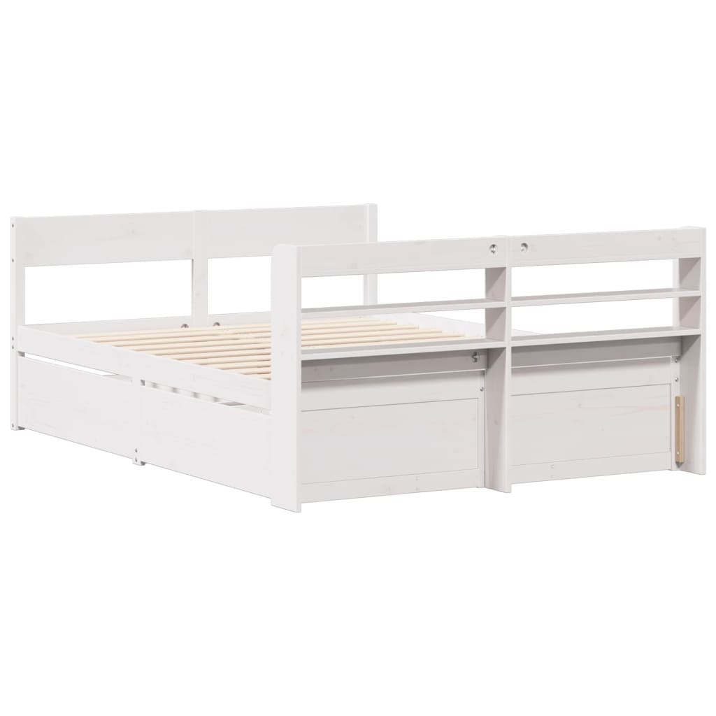 Bedframe zonder matras massief grenenhout wit 140x190 cm Bedden & bedframes | Creëer jouw Trendy Thuis | Gratis bezorgd & Retour | Trendy.nl