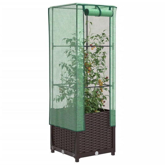 Plantenbak verhoogd met kashoes 40x40x139 cm rattanlook Bloempotten & plantenbakken | Creëer jouw Trendy Thuis | Gratis bezorgd & Retour | Trendy.nl