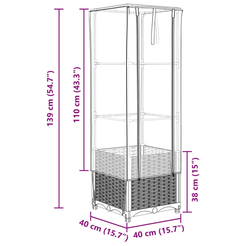 Plantenbak verhoogd met kashoes 40x40x139 cm rattanlook Bloempotten & plantenbakken | Creëer jouw Trendy Thuis | Gratis bezorgd & Retour | Trendy.nl